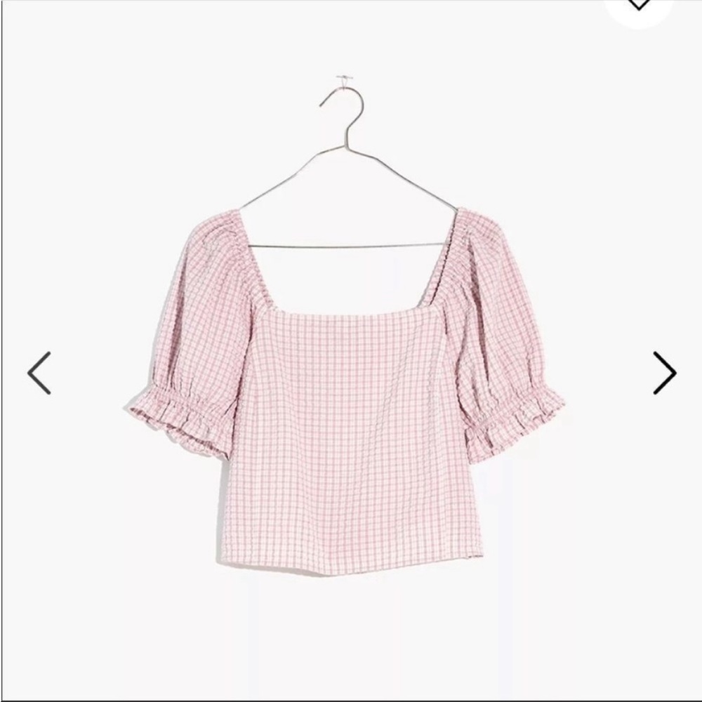 Madewell Searsucker Hopewell Puff-Sleeve Top